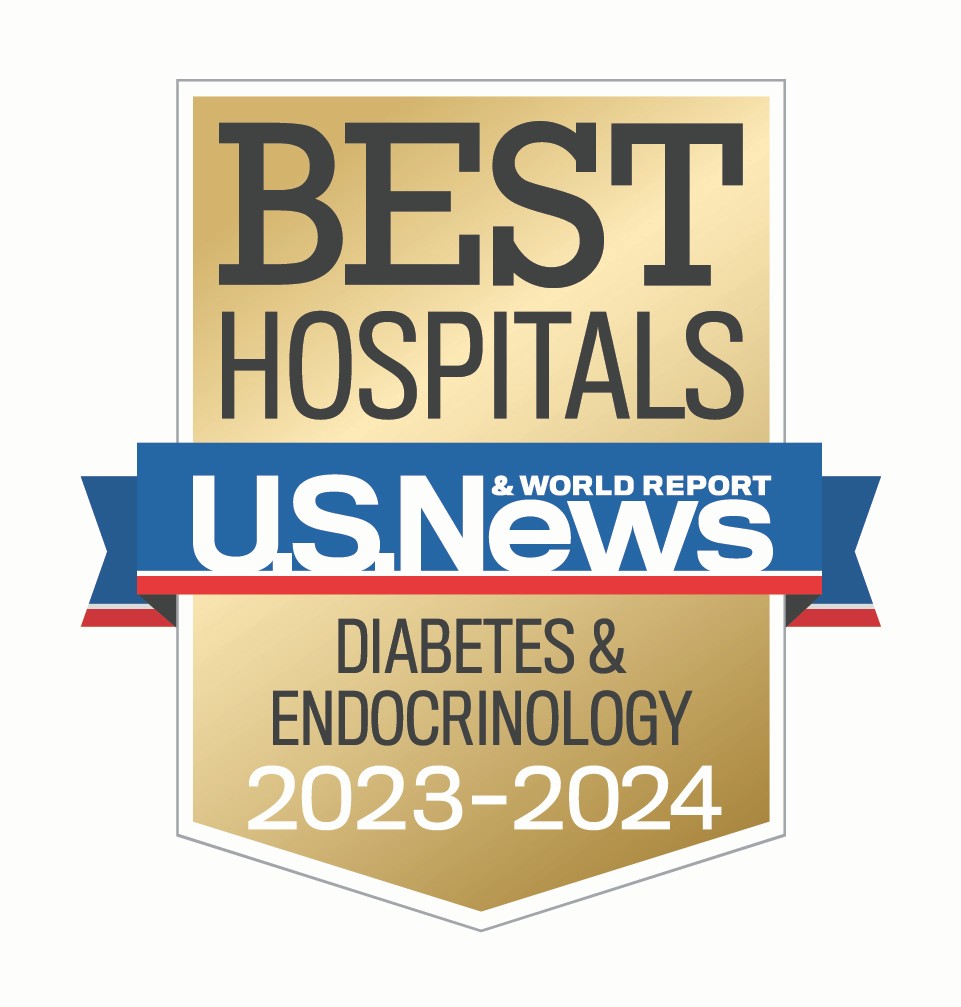 USNWR badge for diabetes and endocrinology 2023-2024