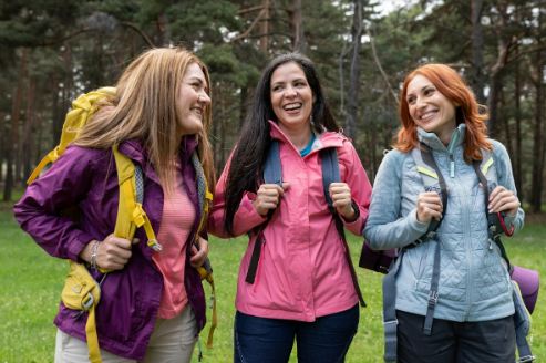 Three woman outdoors having a good time