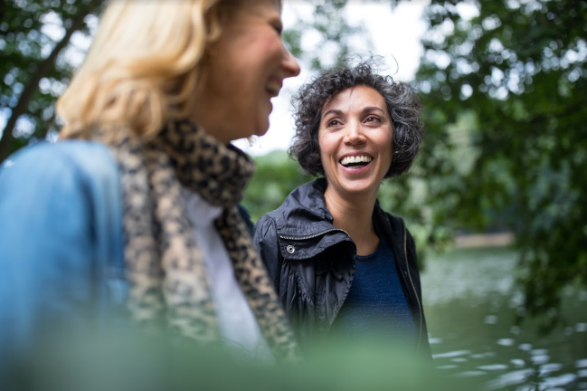 Women talking while outside