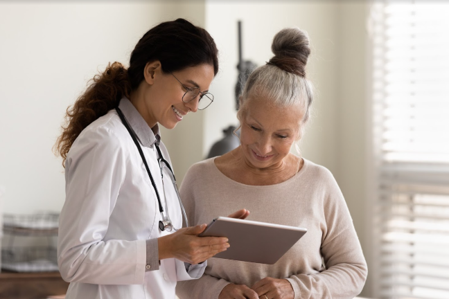 Physician and patient conversating 