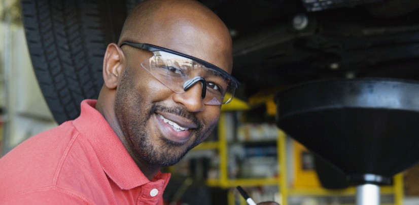 Man Wearing Safety Glasses