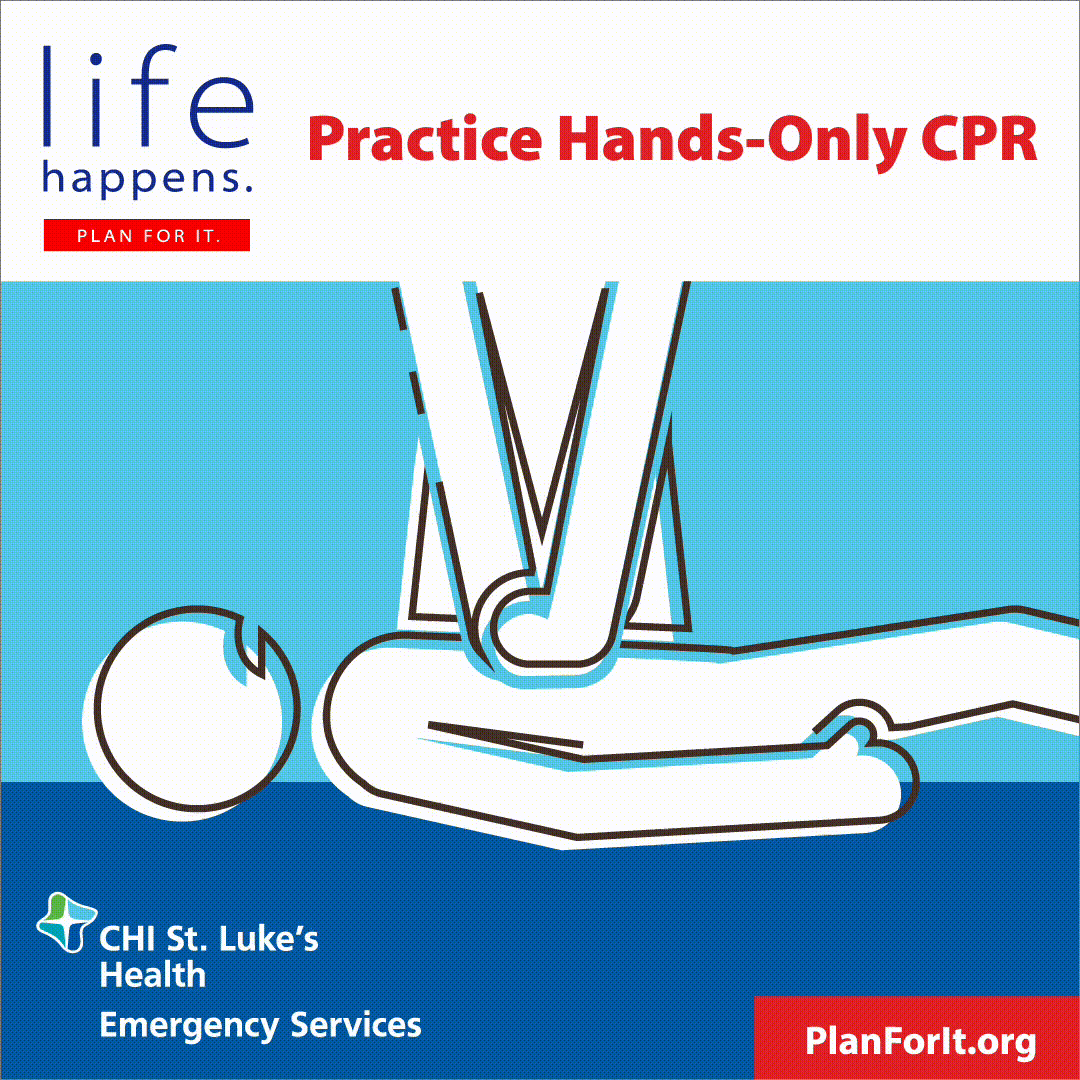 An animation showing the proper technique for hands-only CPR 
