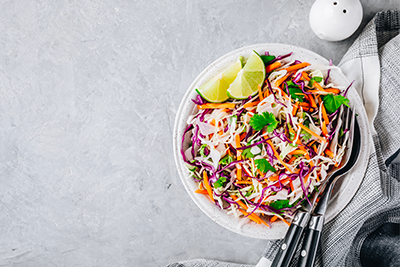 Asian chopped salad with ginger lime dressing, a vegetarian recipe for Lent