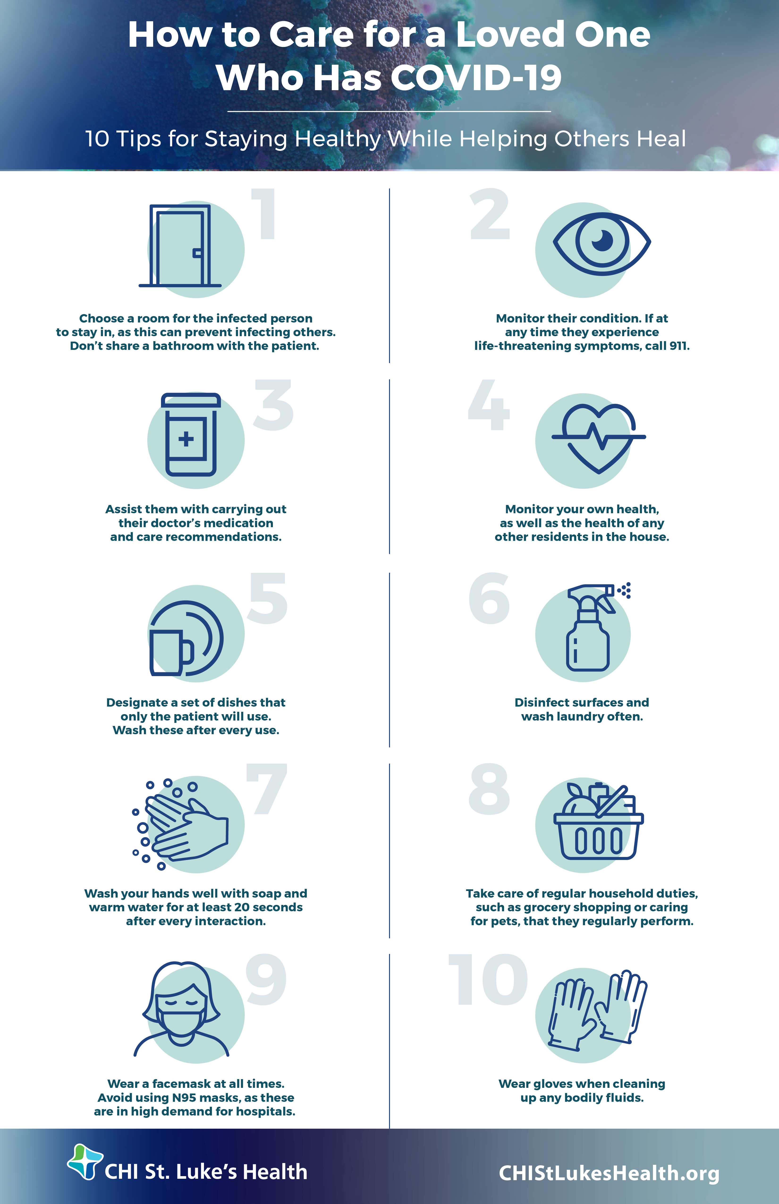 How to Care for a Loved One With COVID-19 Infographic