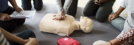 People in a CPR class.