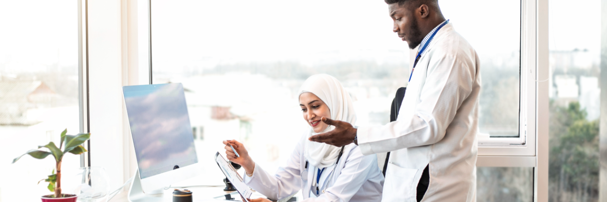 Orthopedics | St. Luke's Health Two doctors collaborate on developing a treatment plan for an international patient.