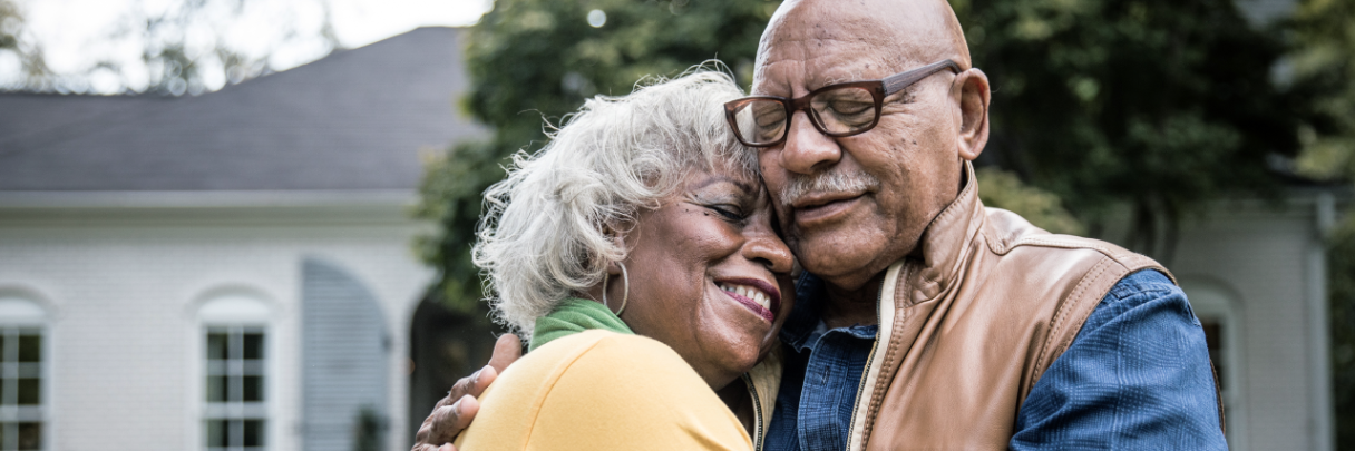 DNV-Certified Comprehensive Stroke Centers In Greater Houston A woman hugs her spouse after he returns home from receiving high-quality stroke care.
