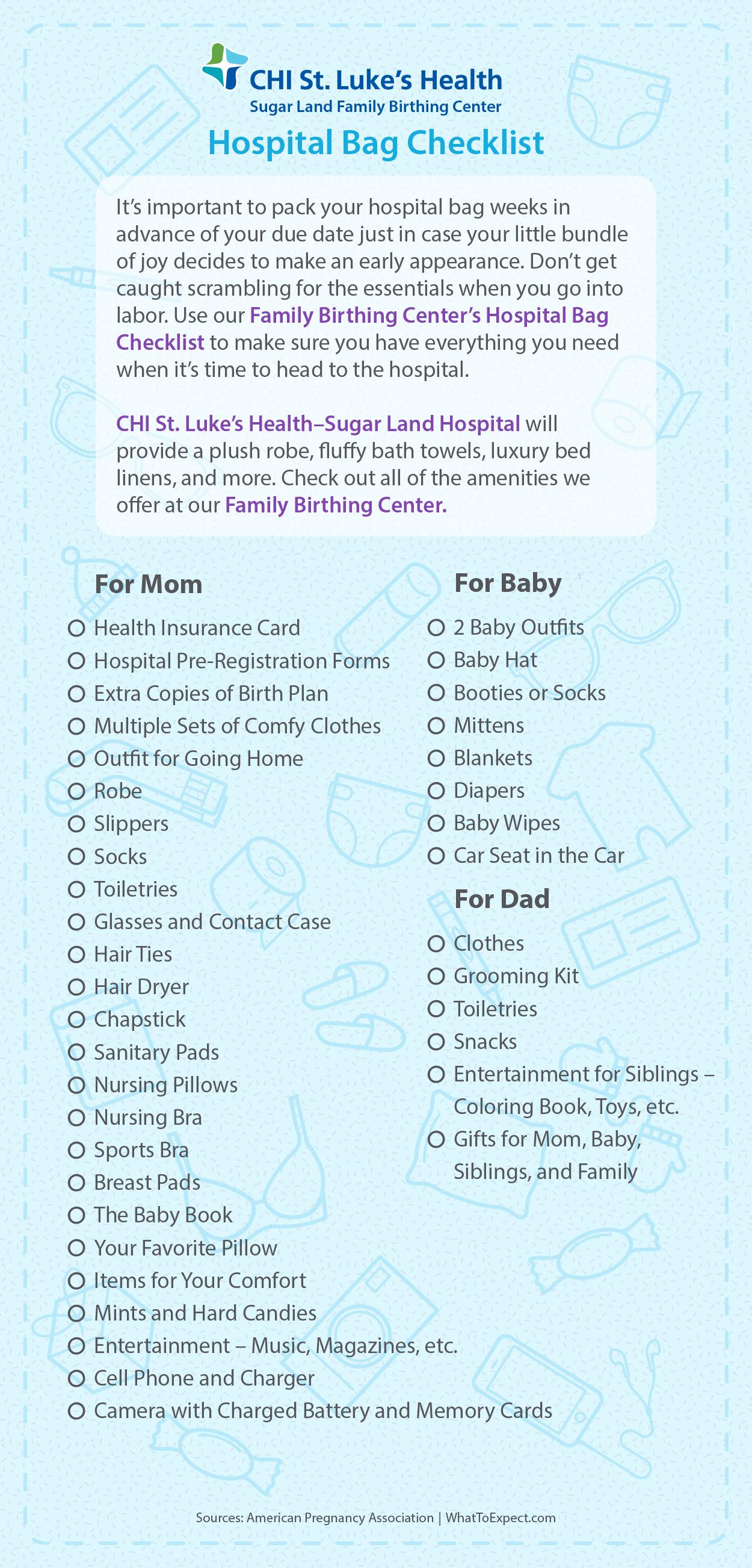 Hospital bag checklist: What essentials and luxuries should I pack for  birth?