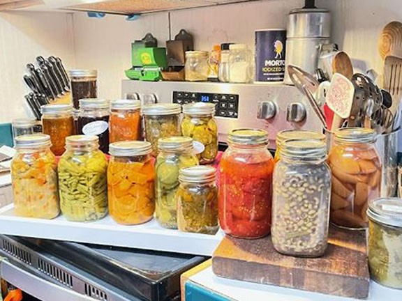 Dovie Burnett Bates canning vegetables post cardiac surgery.