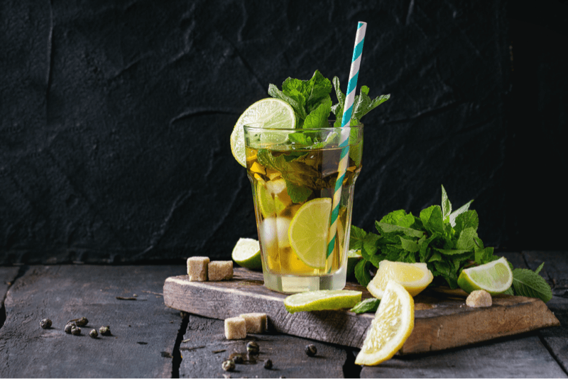 Lemongrass mint tea mocktail, a zesty iced tea recipe for summer. 