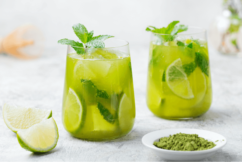 Green tea mojito mocktail, a zesty and healthy iced tea recipe for summer. 