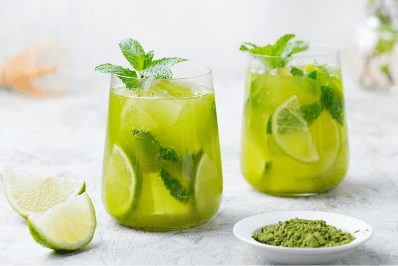 Green tea mojito mocktail, a zesty and healthy iced tea recipe for summer.