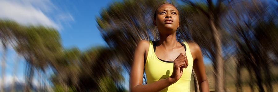 Woman running on hot day