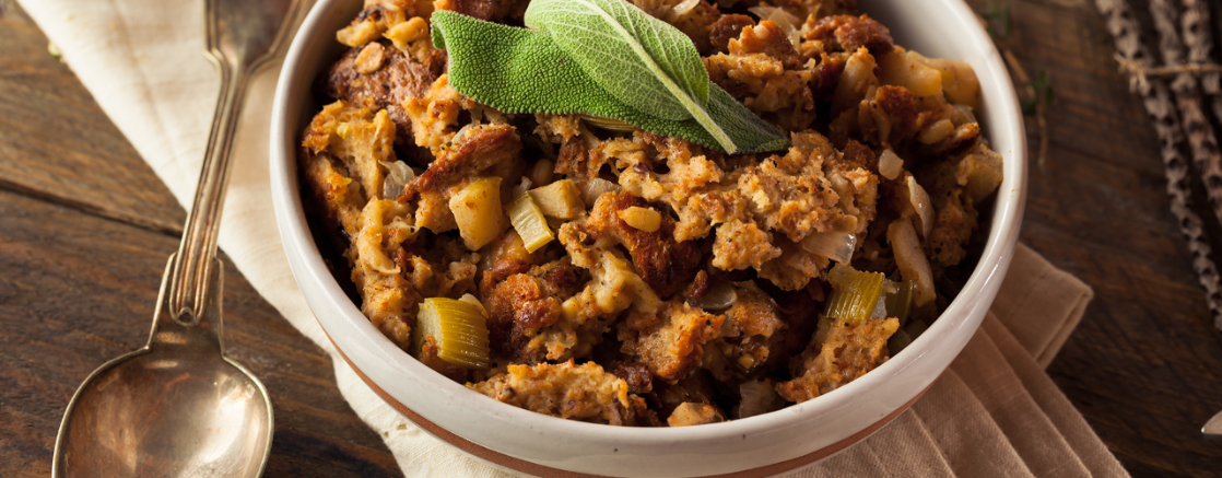 Vegetable cornbread stuffing recipe for Thanksgiving to reduce acid reflux symptoms