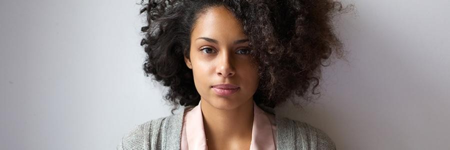 Woman on Gray Background