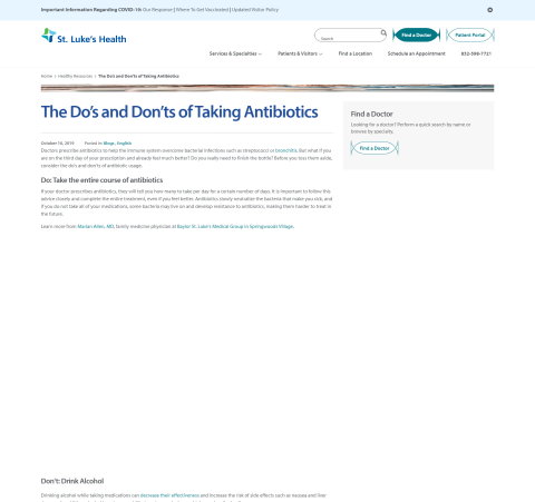 The Do S And Don Ts Of Taking Antibiotics St Luke S Health